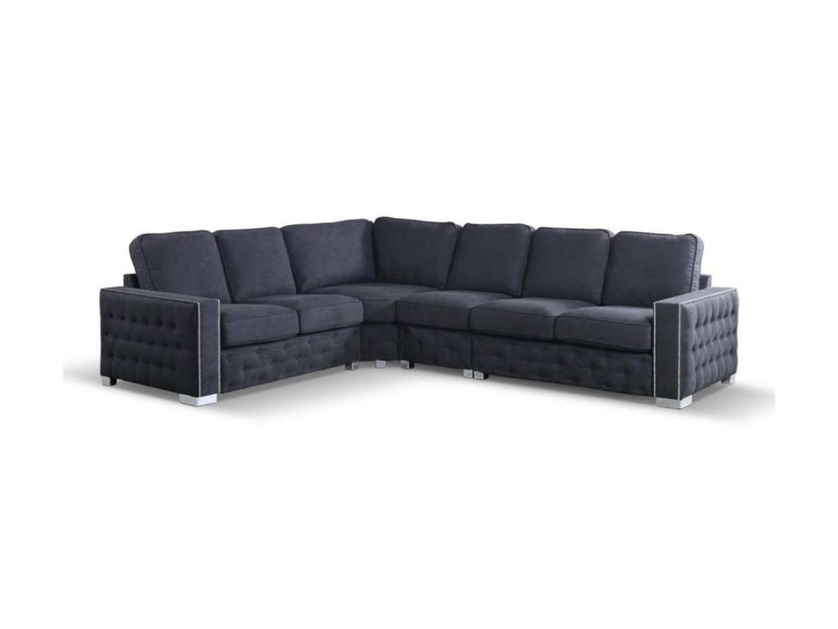 HB FURNITURE Olivia Corner Sofa 6 Seater Universal Corner Black