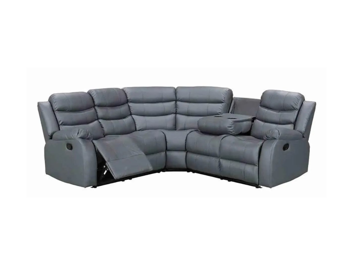 Roma Recliner Corner Sofa Grey Faux Leather