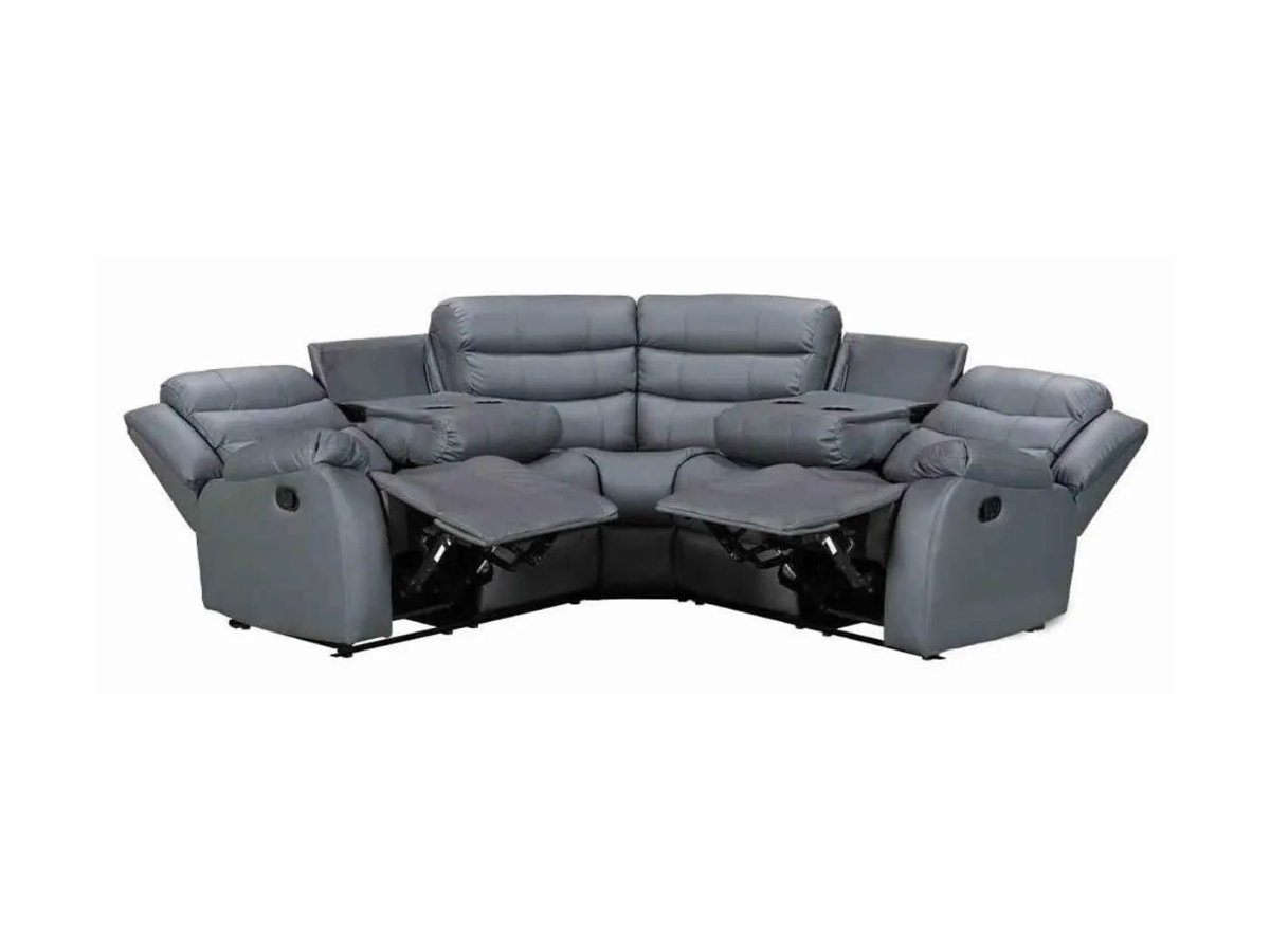 Roma Recliner Corner Sofa Grey Faux Leather