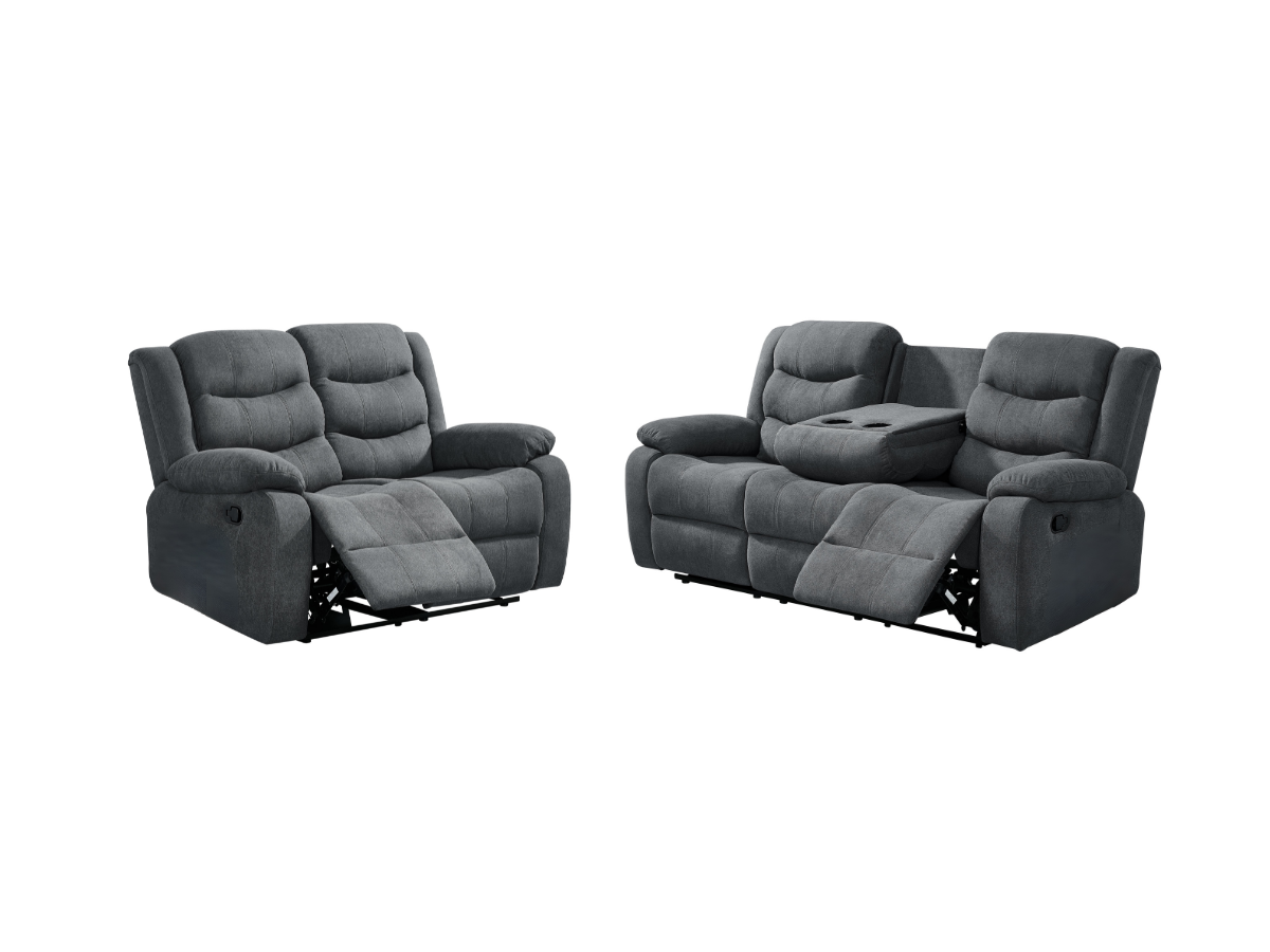 Sorrentino Recliner Sofa Set 3+2 in Grey Chenille Fabric