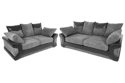 Dino 3 + 2 Seater Sofa Set Black/Grey Cord