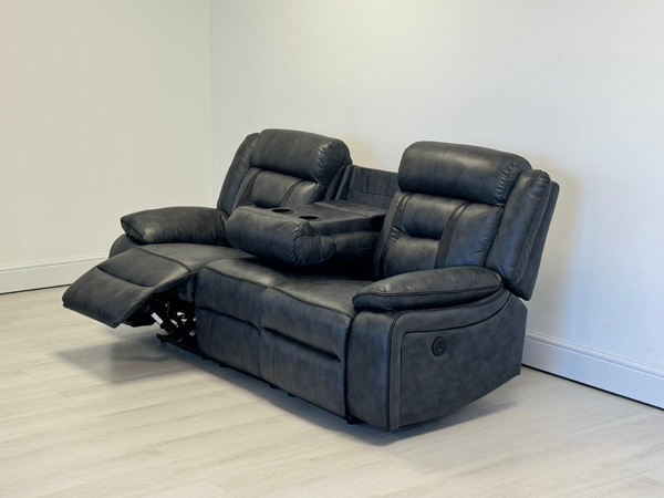 Nova 3 Seater Electric Recliner Sofa in Grey Aire Leather