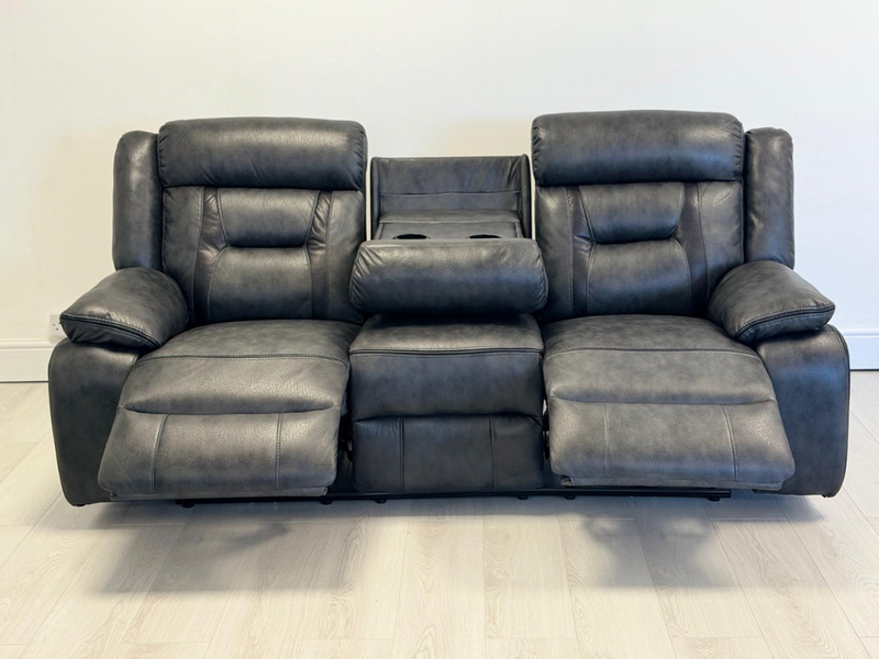 Nova 3 Seater Electric Recliner Sofa in Grey Aire Leather