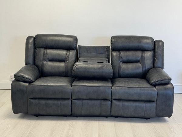 Nova 3 Seater Electric Recliner Sofa in Grey Aire Leather