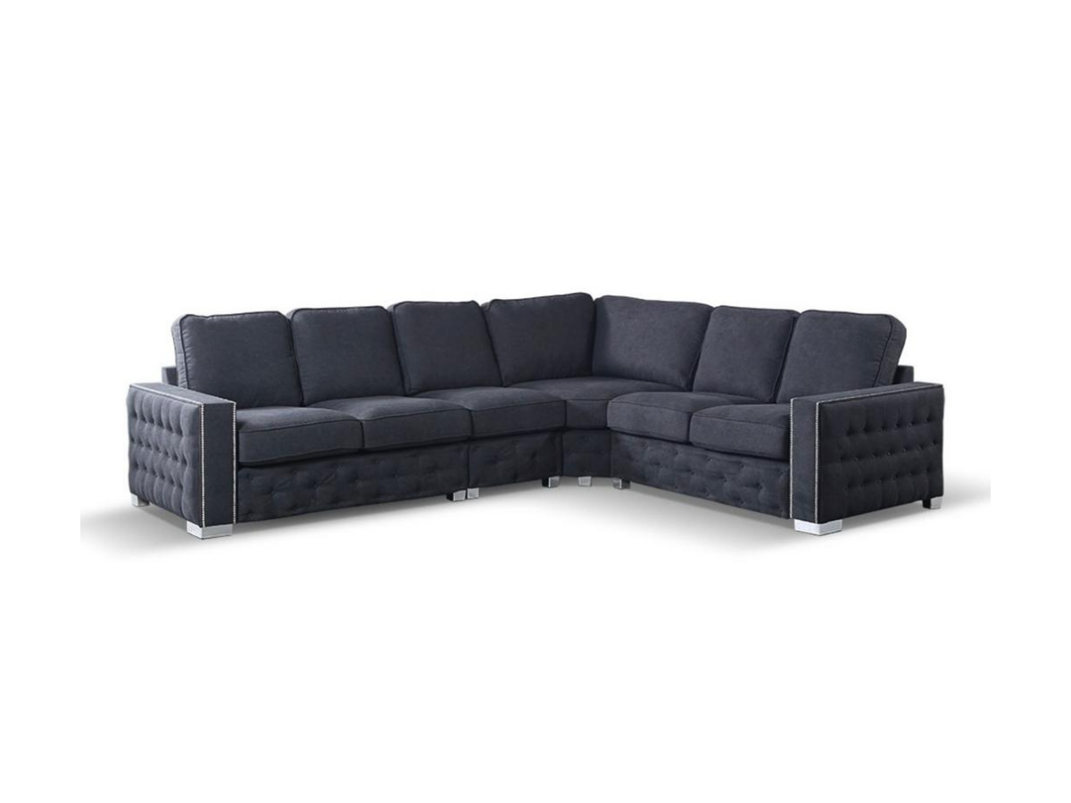 HB FURNITURE Olivia Corner Sofa 6 Seater Universal Corner Black