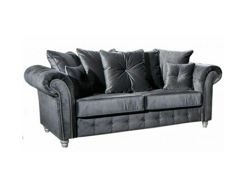 Olympia 3 Seater Sofa Plush Velvet Grey