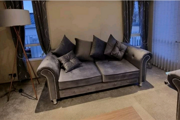 Olympia 3 Seater Sofa Plush Velvet Grey