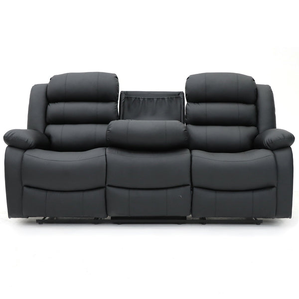 Roma  Recliner 3 Seater Sofa Black Aire Leather