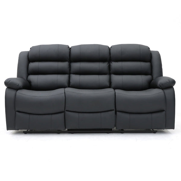 Roma  Recliner 3 Seater Sofa Black Aire Leather