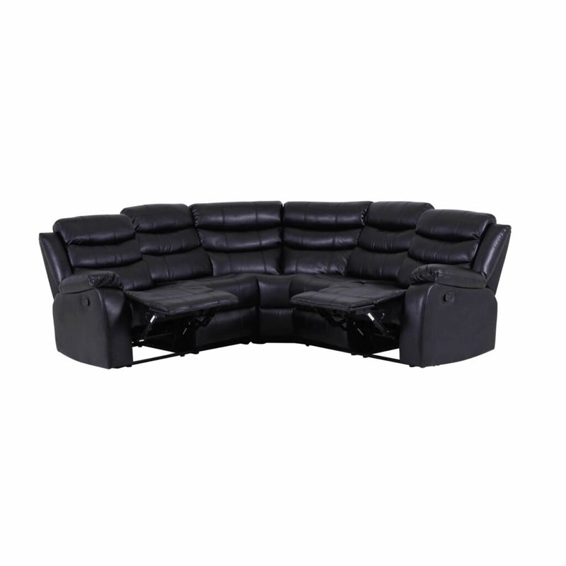 Roma Leather Black 4-5 Seater Corner Recliner Sofa in Black