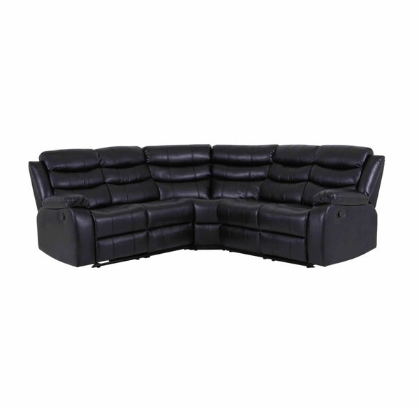 Roma Leather Black 4-5 Seater Corner Recliner Sofa in Black