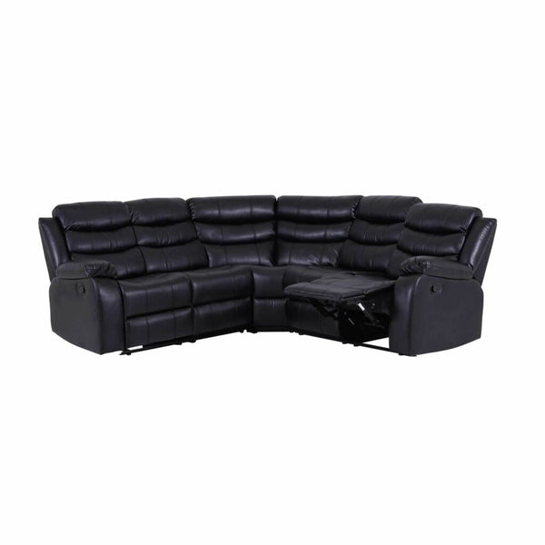 Roma Leather Black 4-5 Seater Corner Recliner Sofa in Black