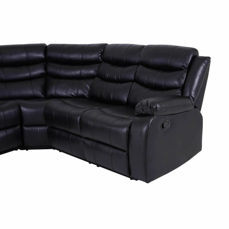 Roma Leather Black 4-5 Seater Corner Recliner Sofa in Black