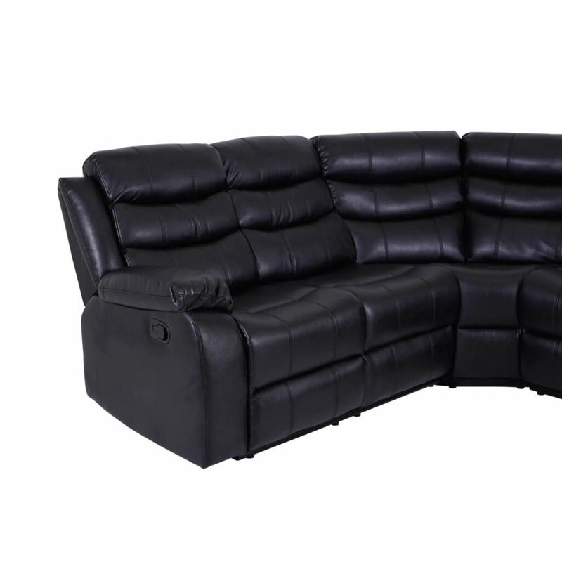 Roma Leather Black 4-5 Seater Corner Recliner Sofa in Black