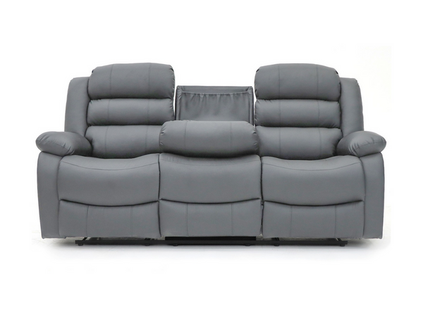 Roma Recliner 3 Seater Sofa Grey Aire Leather