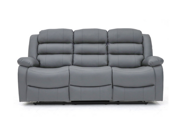 Roma Recliner 3 Seater Sofa Grey Aire Leather