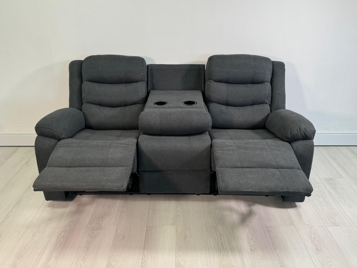 Sorrentino Recliner Sofa Set 3+2 in Grey Chenille Fabric