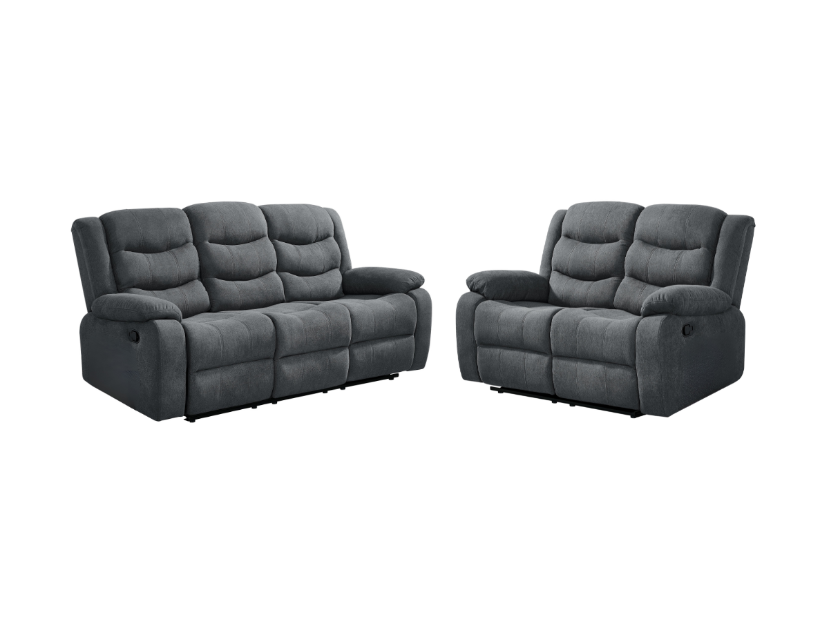 Sorrentino Recliner Sofa Set 3+2 in Grey Chenille Fabric