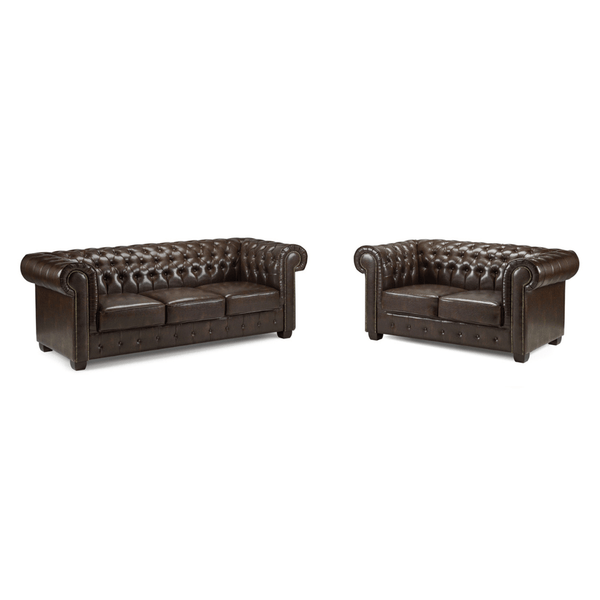 Chesterfield Bonded Leather 3+2 Seater Sofa Set