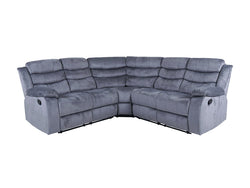 Roma Manual Recliner Corner Sofa Fabric - Light Grey