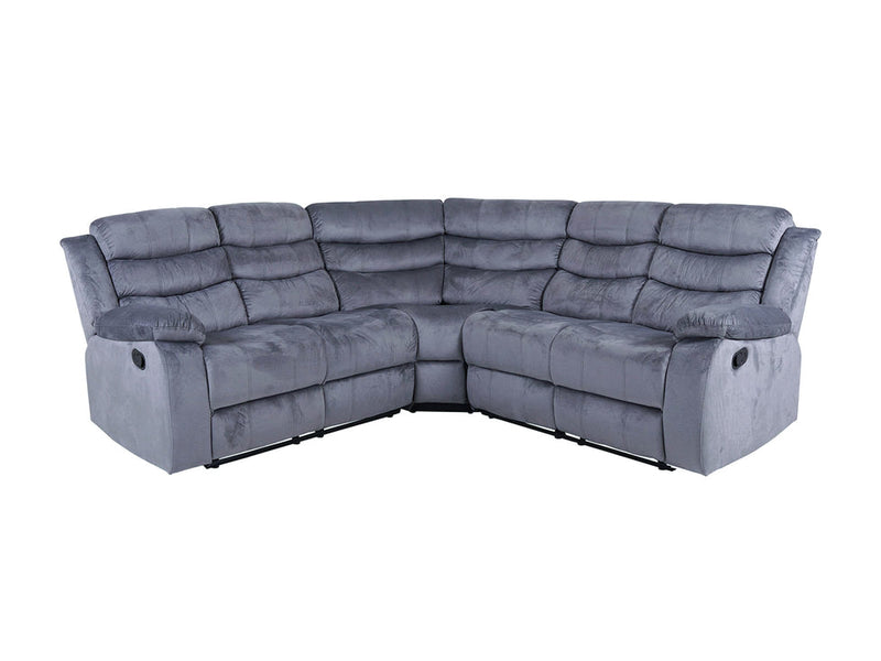 Roma Manual Recliner Corner Sofa Fabric - Light Grey