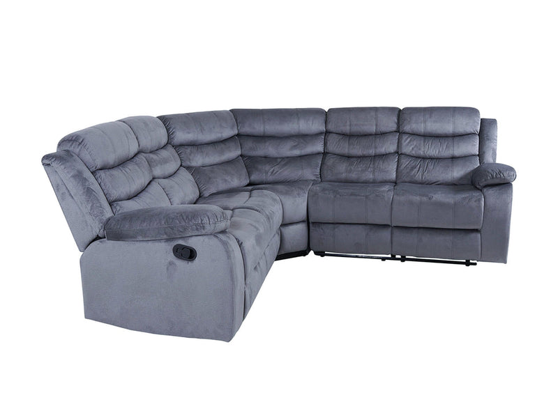 Roma Manual Recliner Corner Sofa Fabric - Light Grey