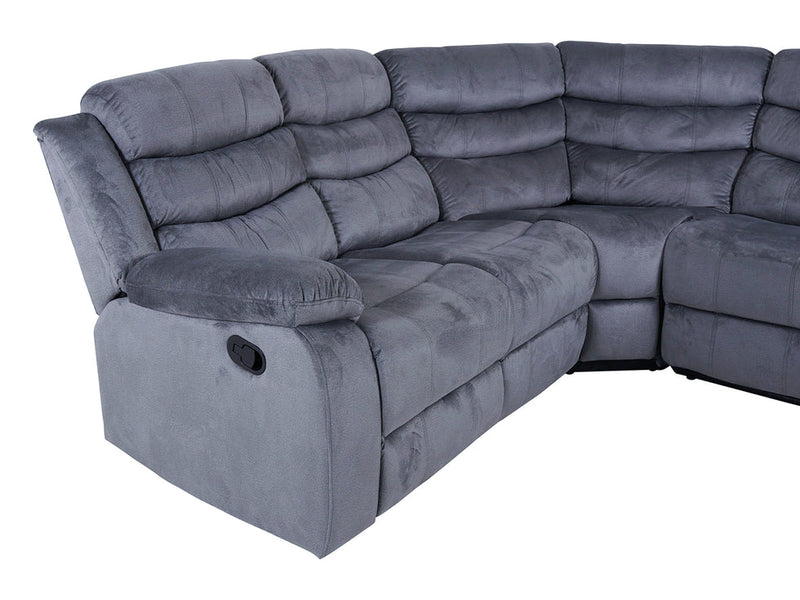 Roma Manual Recliner Corner Sofa Fabric - Light Grey