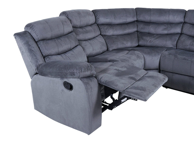 Roma Manual Recliner Corner Sofa Fabric - Light Grey