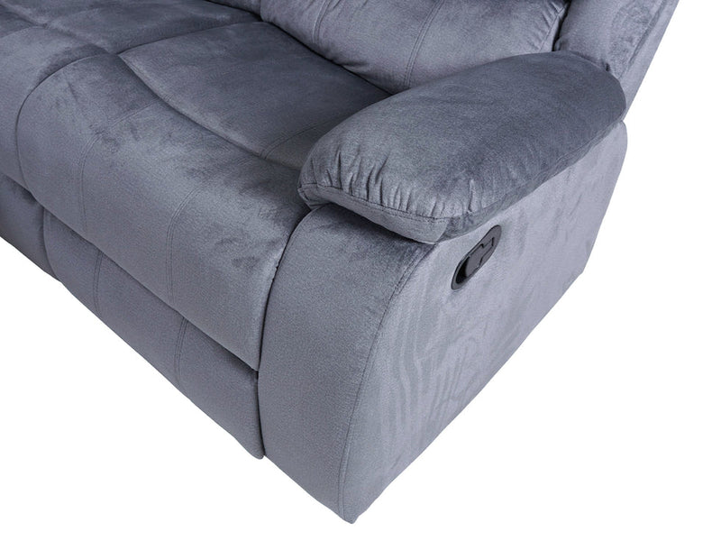 Roma Manual Recliner Corner Sofa Fabric - Light Grey