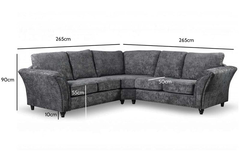 Canterbury Grey Fabric High Back Corner Sofa