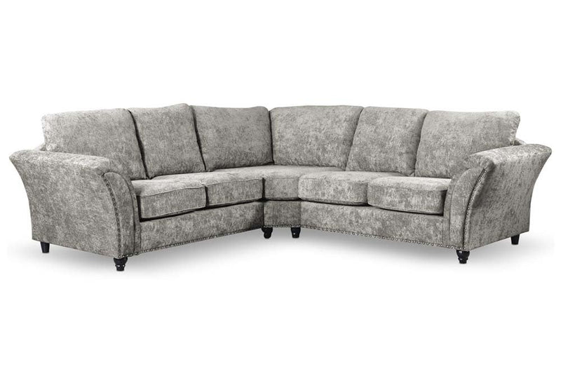 Canterbury Truffle Fabric High Back Corner Sofa.