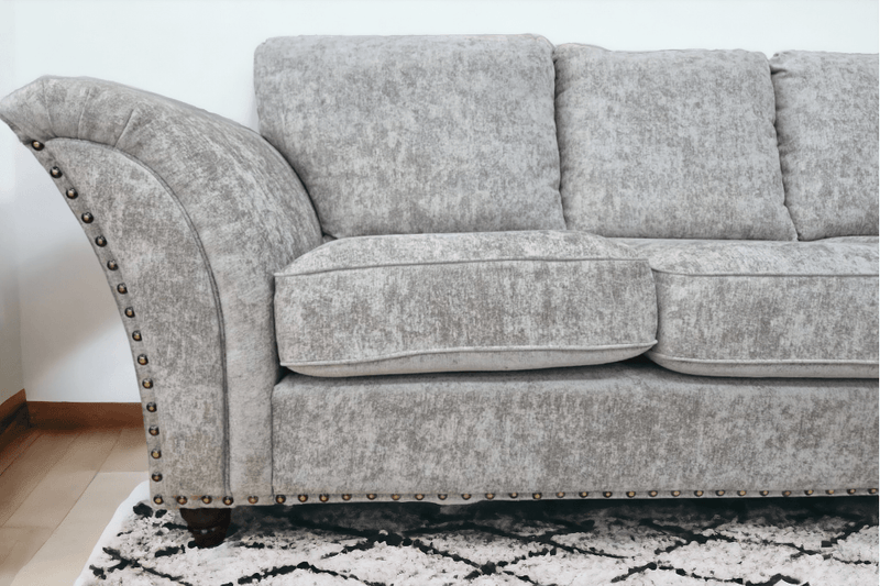 Canterbury Truffle Fabric High Back Corner Sofa.