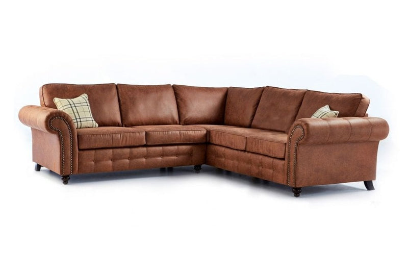 Oakland Tan Sueded Fabric Corner Sofa