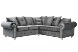 Olympia Grey Fabric Velvet Corner Sofa.