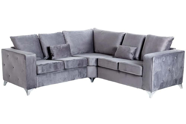 Warwick Royal Blue Velvet Fabric High Back Corner Sofa