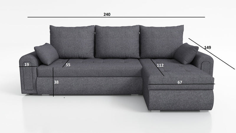 UNIVERSAL CORNER SOFA BED ECO 240CM BERLIN 02 / MADRYT 9100 2X STORAGE